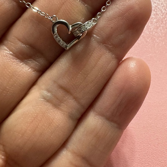 Sterling Silver Heart Charm Pendant Necklace, 17inch New - Picture 5 of 10